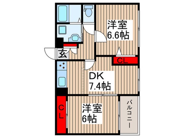 ｸﾞﾘｰﾝﾊﾟｰｸ花畑Ⅲﾘｼｭﾓﾝ（211）の物件間取画像